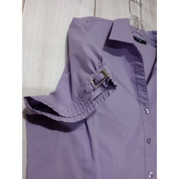 Apt 9 Shirt Ladies Extra Large Lavender Capped‎ Sleeve Button Front - Picture 4 of 7